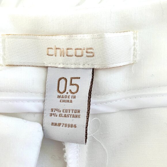 LINEN CHICO'S White Elaborate Eyelet Lace Bottom Pants - Picture 2 of 12